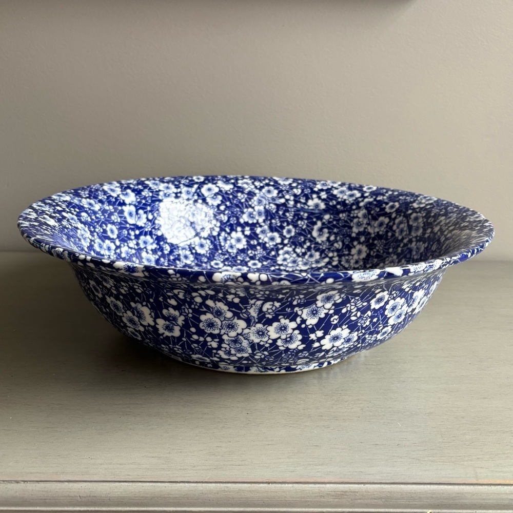 VTG Victoria Ware Ironstone LARGE Floral Calico Serving Dish Wash Bowl Basin 15"